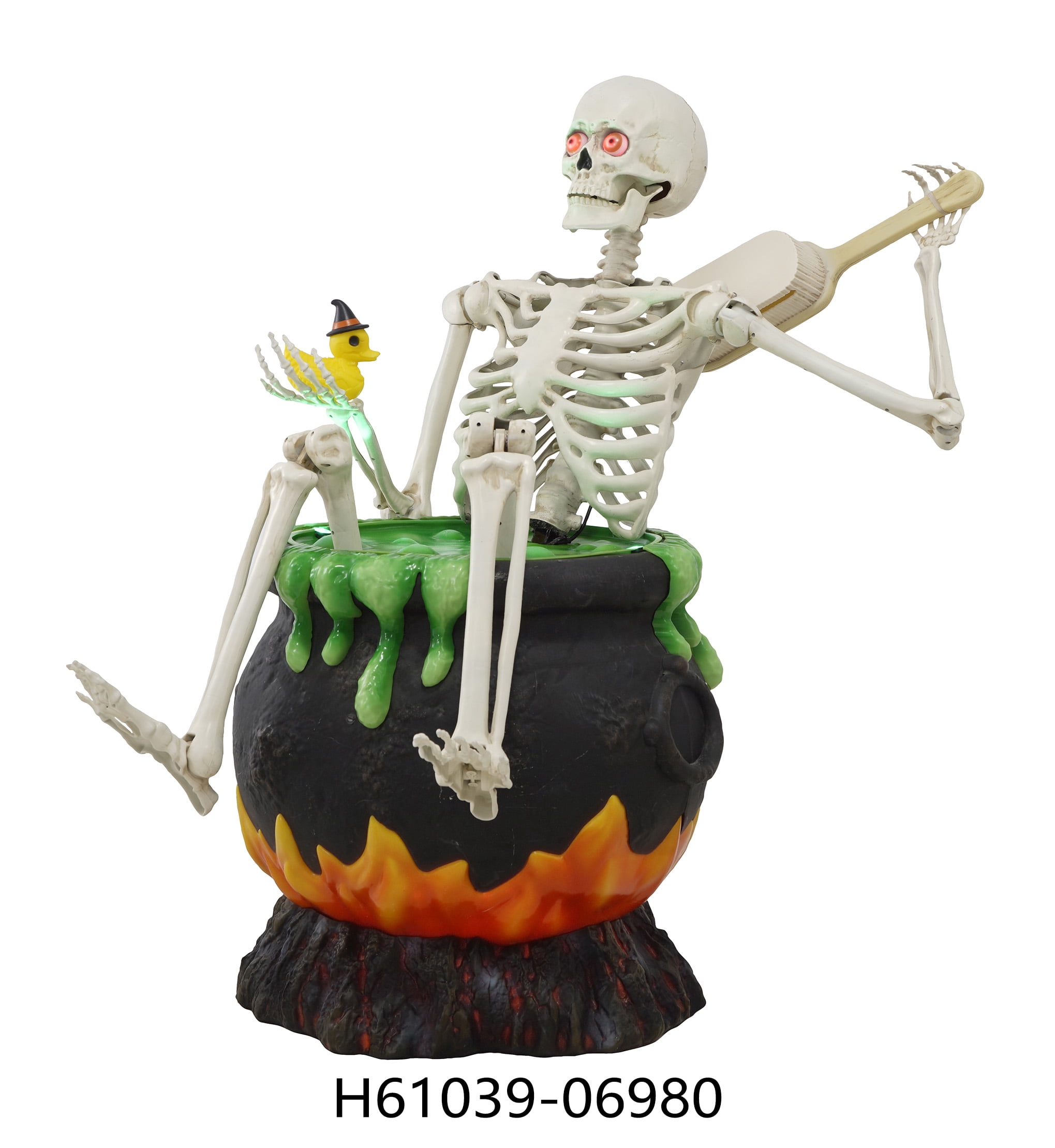 Skeleton Bathing in Cauldron Halloween Animatronics, 43-inches, by Way to Celebrate