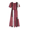 thumbnail image 4 of FAIWAD Robe à Manches Courtes pour Femme Grande Taille, à Blocs de Couleur, Robe d'Été Décontractée, Fluide, Coupe Trapèze, avec Poches, 4 of 4