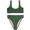 thumbnail image 4 of Women Bikini Suit Sports Style Low  Neck Short Jacket High Waist High Help Split Swimsuit, 4 of 8