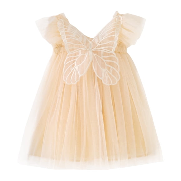 TJAZFJPA Girl Dress Toddler Girls Fly Sleeve Butterfly with Wing Tulle Holiday Party Dress Dance Party Dresses Clothes Tutu Dresses for Toddler Girls