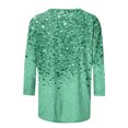 thumbnail image 4 of UPPADA Chandails à Col Rond pour Femmes à Manches 3/4, Blouses Décontractées à Imprimé de Paillettes, Hauts Tendance à Coupe Ample, Chandails à Enfiler, Blouse à Manches Trois Quarts pour Femmes, Hauts Décontractés à Col Rond, Hauts pour Femmes à Manches 3/4, Économie, 4 of 5