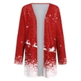 thumbnail image 4 of WUANDIXFA Cardigans pour Femmes, Imprimé de Noël, Cardigan à Poches, Manches Longues, Longueur Midi, Cardigan Décontracté, Rouge Melon D\'eau, m, 4 of 6