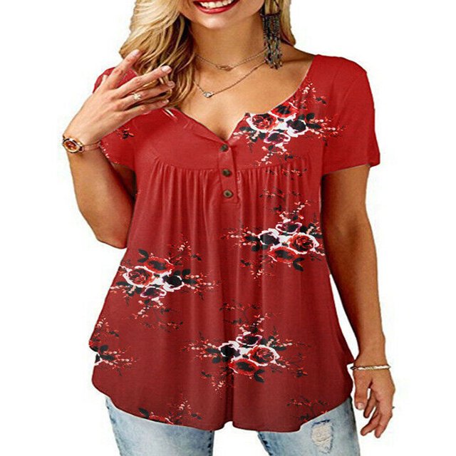 QJUHUNG T-Shirts Amples à Manches Courtes pour Femmes Blouse Décontractée d'Été pour Dames