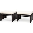thumbnail image 2 of Costway Lot de 2 Poufs en Rotin pour Patio avec Coussin, Repose-Pieds, Mobilier, Blanc, 2 of 10