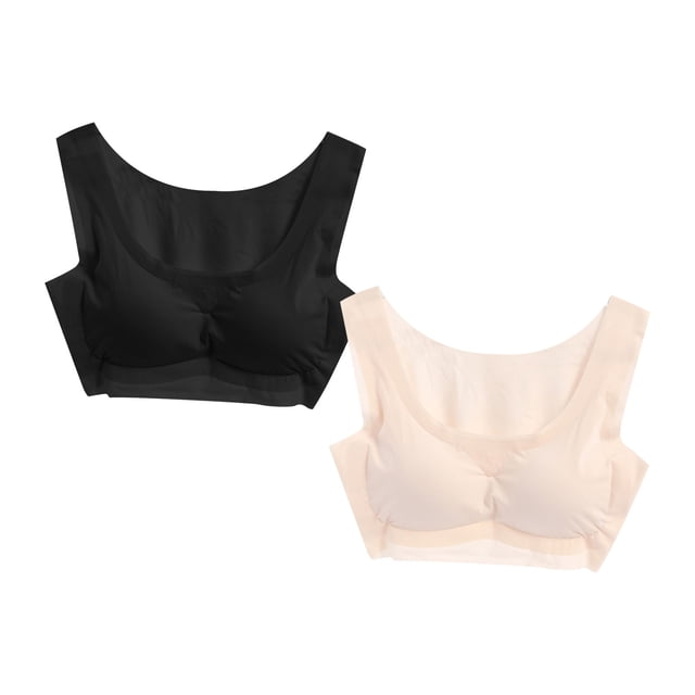 RKSTN Bras for Women Traceless Comfortable No Steel Ring High Elasticity Stretch 2PC Bras Solid Color Super Soft Breathable Gathering Plus Size Everydays Bras