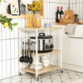 thumbnail image 4 of Patiojoy Kitchen Baker's Rack 3-Tier Microwave Cart with Wheels&10 Hooks Maple, 4 of 7