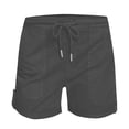 thumbnail image 3 of Plebaso 2025 Womens Drawstring Casual Shorts Elastic Waist Roll up Solid Color Summer Shorts with Pockets, 3 of 5