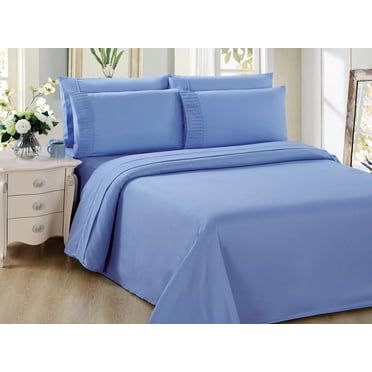 Marina Decoration Ultra Soft Silky Zipper Solid Rayon from Bamboo All Season Duvet Cover Set, Blue Color