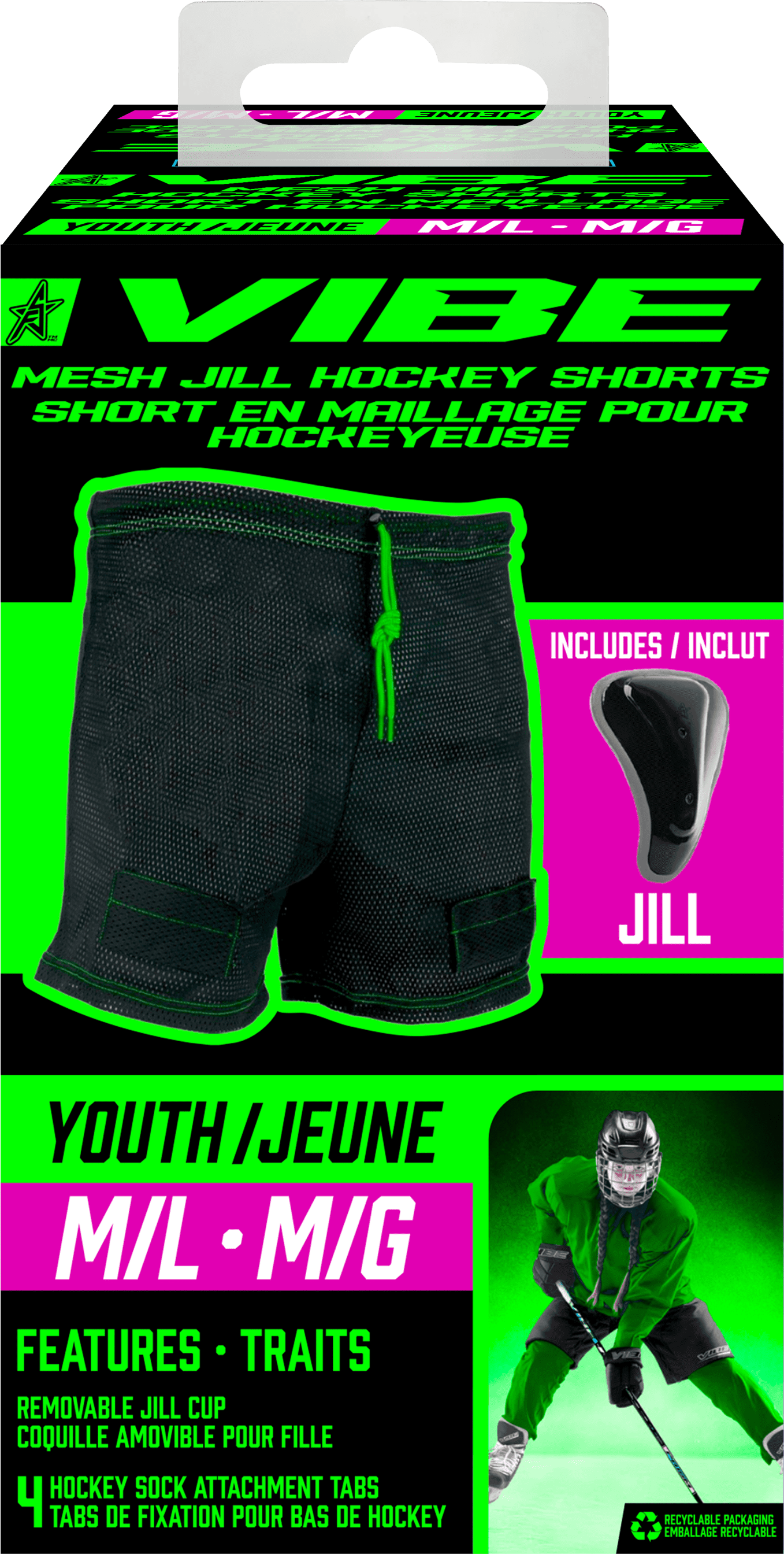 Hockey Jill Mesh Shorts with Protective Pad - Youth - Medium/Large