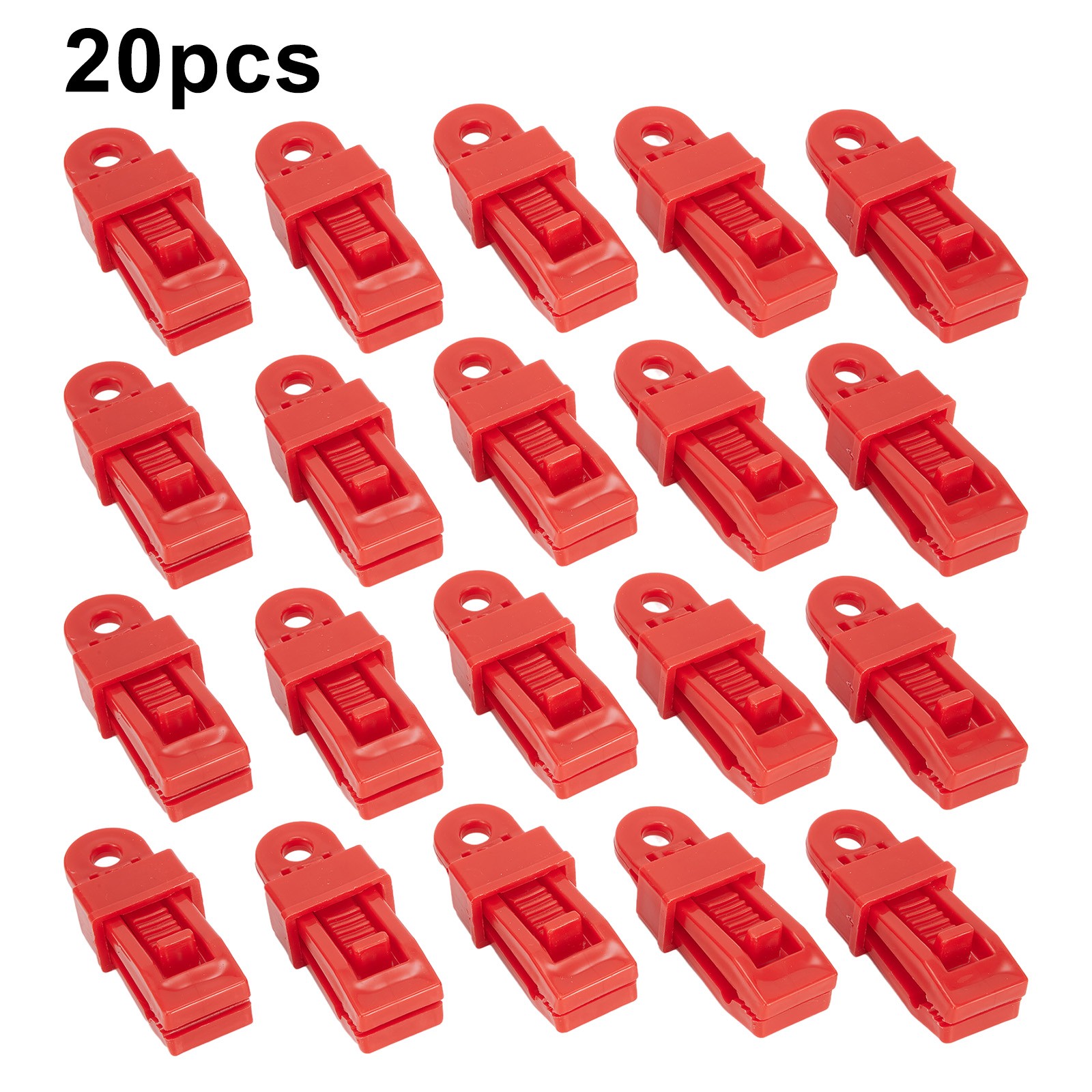 Yimiti 20pcs Adjustable Heavy Duty Locking Shade Plastic Clips for Tarps and Shades,Red