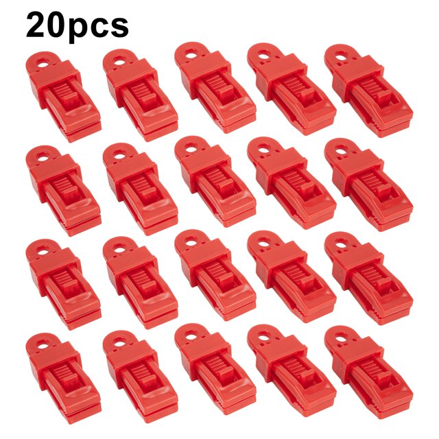 Yimiti 20pcs Adjustable Heavy Duty Locking Shade Plastic Clips for Tarps and Shades,Red