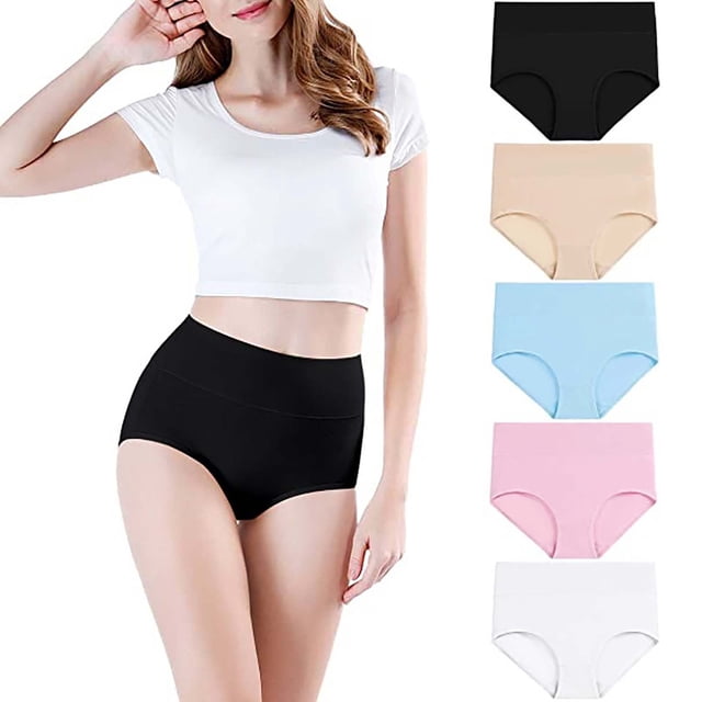Womens High Waisted Bikini Underwear Smooth Hipster Underwear Breathable Ladies