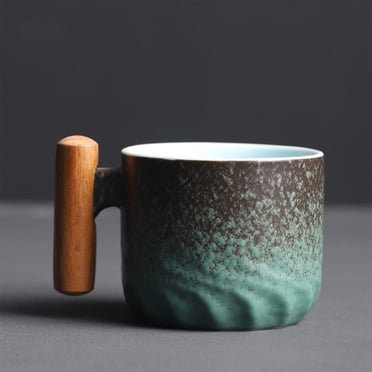 Openpig Tasses à Espresso en Céramique avec Poignée en Bois Tasses à Shooter Espresso Tasses à Thé en Céramique Tasses en Porcelaine Demi-Tasse pour Café Ou Thé