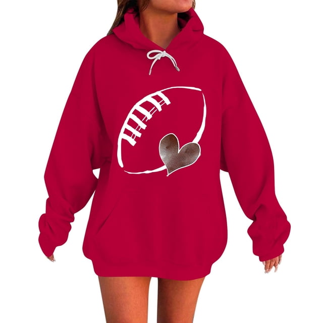 Dagegui Chandails à Capuche pour Femmes, Graphiques Tendance, Manches Longues, Chandails à Capuche en Molleton Mince, Hauts à Enfiler, Vêtements d'Automne et d'Hiver, Rouge, TTG