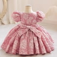 thumbnail image 3 of Robes pour Filles Robes de Demoiselle d'Honneur pour Bébés Filles Robes de Fête Robe de Concours à Manches Bouffantes avec Nœud Papillon, 3 of 4