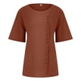 thumbnail image 4 of Timegard Cotton Linen Tops for Women Plus Size Round Neck Button Tunic Tops Casual Lightweight Blouse, 4 of 5