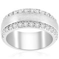 thumbnail image 1 of Bague d'Anniversaire de Mariage Épaisse à Double Rangée Brossée 2 3/4 Ct en Or Blanc 14K, 1 of 3