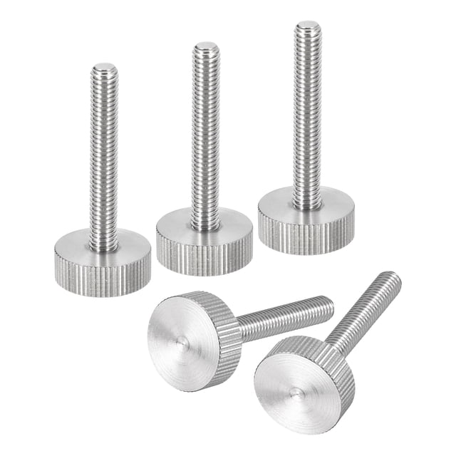 Unique Bargains Vis Moletées pour Pouce M6x40mm, Lot de 5 Boulons Plats à Tête Moletée en Acier Inoxydable 304