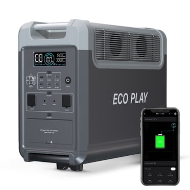 Eco Play 3600W Solar Generator, LiFePO4 Battery Backup for Power Outage, Winter Storm Emergency Power Source for Furnace, Heater, Fridge & CPAP (Fast Charging)