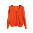 thumbnail image 1 of MAWCLOS Ladies Coat V Neck Cardigan Sweater Long Sleeve Outwear Knitwear Travel Solid Color Jacket Orange M, 1 of 2
