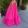 thumbnail image 3 of HKEJIAOI Robes de Sortie pour Femmes Offres Liquidation Cadeau de la Saint-Valentin Mode Femme Décontractée Robe Unie à Bretelles Poche Ample Dos Nu Grande Robe Évasée Rose Vif, 3 of 9