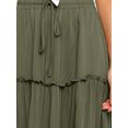 thumbnail image 4 of LUXUR Jupes pour Femmes Jupe Midi Évasée à Volants Fluide Taille Haute Vert Armée m, 4 of 4