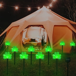 TopLLC Home Decor LED St. St Patrick's Day Solar Lights Irish Festival Classic Trefoil Elementals Solar Ground Lights Holiday Outdoor Garden Patio Decoration One Tow Five Holiday Solar Lights