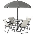 thumbnail image 1 of Outsunny Patio Dining Set with Umbrella, Folding Outdoor Patio Set, Cream, 1 of 10