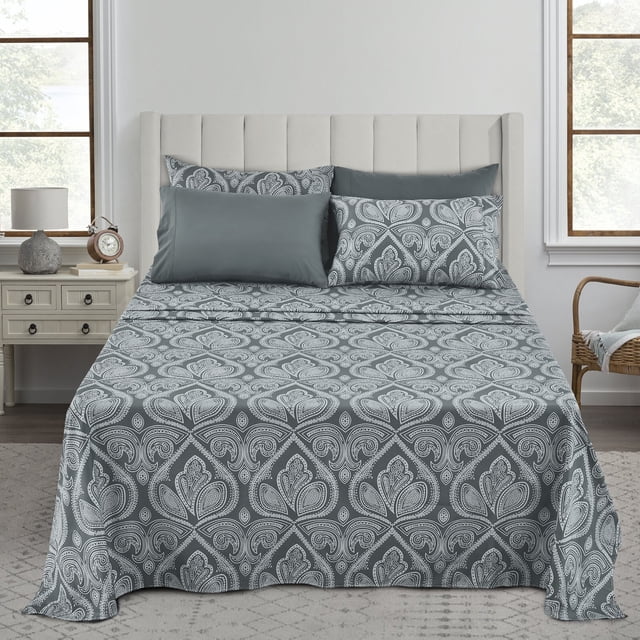 Lux Decor Collection 1800 Thread Count Egyptian Quality Super Soft Wrinkle Free 6 Piece Sheet Set (Full, Grey)