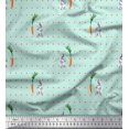 thumbnail image 1 of Soimoi Green Heavy Satin Fabric Carrot & Rabbit Dots Print Fabric by Yard 54 Inch Wide, 1 of 5