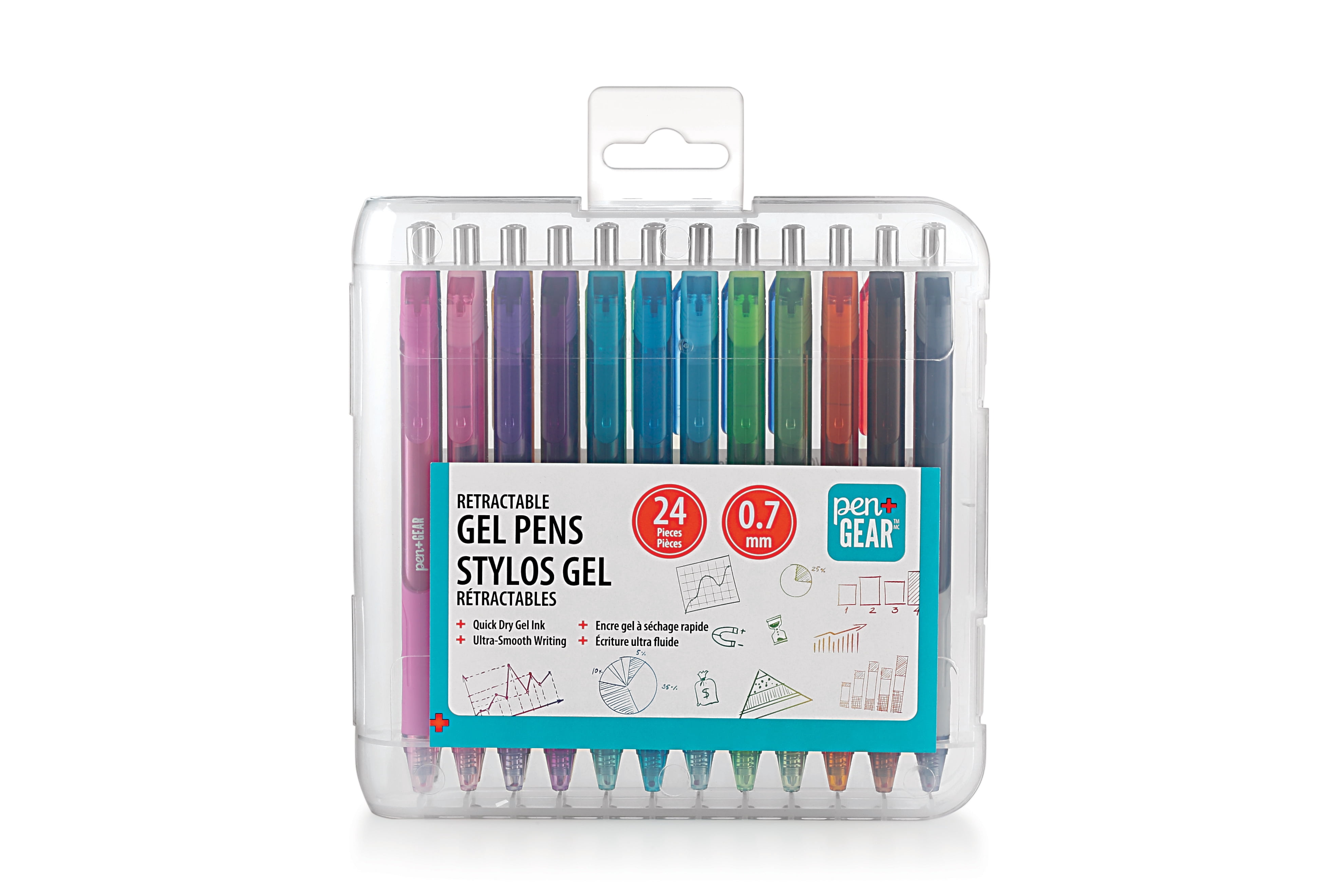 Pen+Gear Retractable Gel Pens, .7mm, Medium Point, Assorted Ink, 24 Count