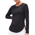 thumbnail image 1 of Mceream 2025 Chandails de Soleil à Manches Longues pour Femmes Protection Uv Hauts d'Entraînement Légers Golf Gym Randonnée Chandails Vêtements d'Extérieur Athlétique Col Rond Yoga Hauts Décontractés T-Shirt Uni Vêtements Grande Taille Noir TP, 1 of 8