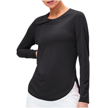 Yuyuzo Long Sleeve Workout Shirts for Women Loose Fitted Athletic Sports Tunics Sunprotection Tops