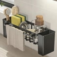 thumbnail image 2 of Black Automatic Drain Sink Organizer Caddy For Keeping Sponges Brushes And Kitchen Cleaning Tools Dry And Tidy, 2 of 6