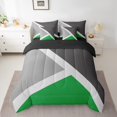 thumbnail image 2 of YST Green And Gray Geometric Triangle 7-Piece Comforter Set, King, Rustic Home Room Decor, Patchwork Geometry, 2 of 5
