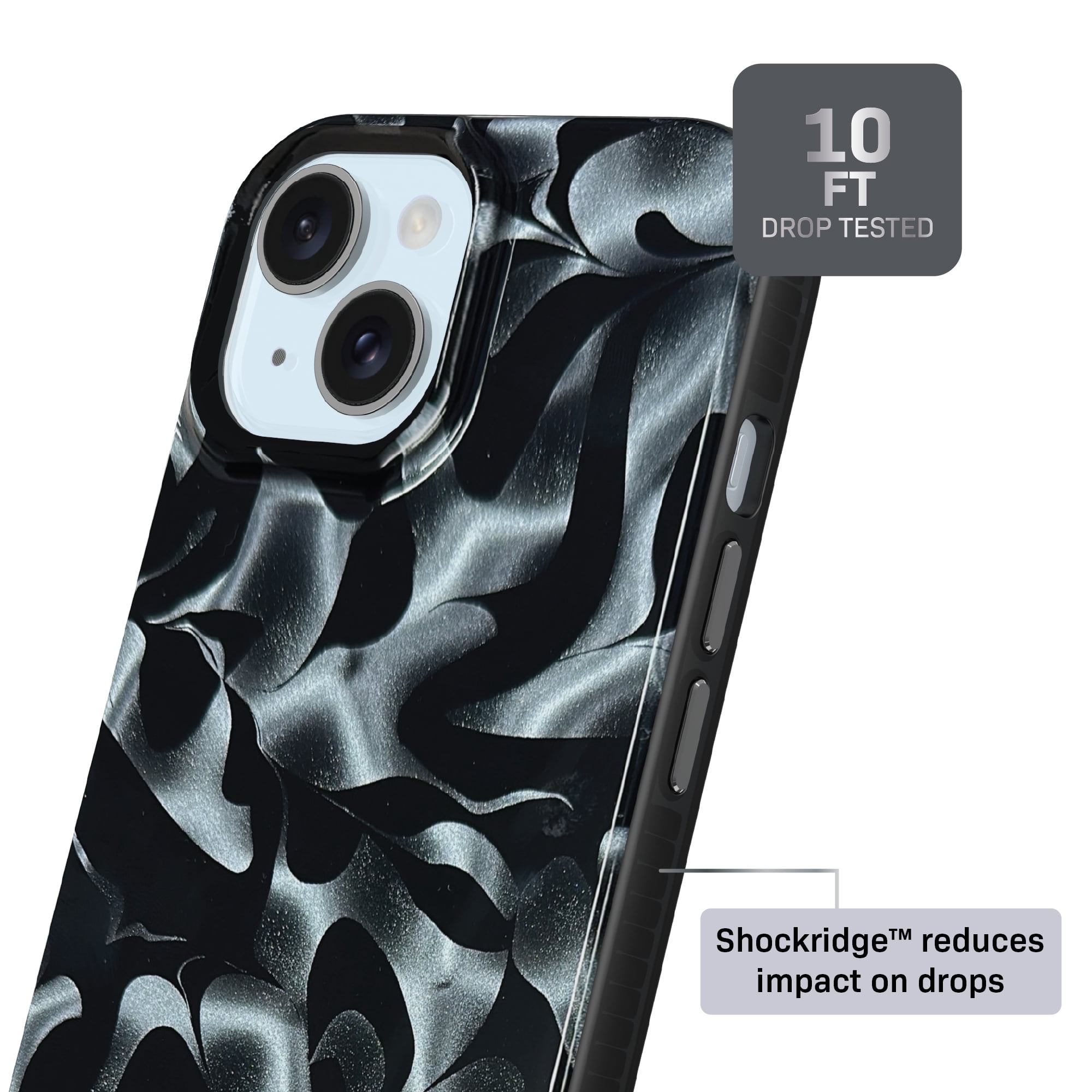 Coque holographique noire pour iPhone 17e / iPhone 16e / iPhone 15 / iPhone 14 / iPhone 13