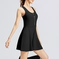 thumbnail image 4 of hotojiny Womens Tennis Dress with Shorts Summer Sleeveless Racerback Workout Dress Half Zip-Up A-Line Dresses with Built-In Bra, 4 of 7