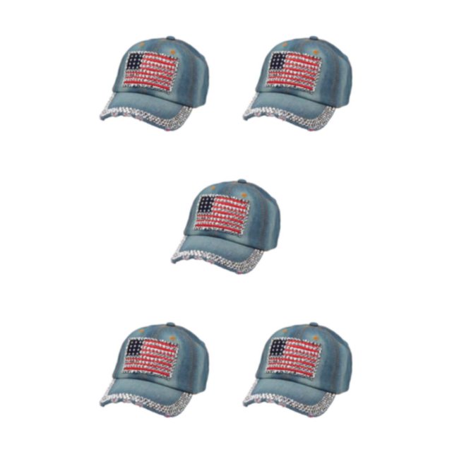 kurtrusly Casquette de Protection Solaire avec Sangle Réglable pour les Amateurs de Baseball Casquette de Baseball Chapeau de Polyester Multi-Couleurs en Denim à la Mode 4 5Set