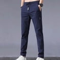 thumbnail image 2 of Mens Casual Pant Elastic Waist Drawstring Lightweight Trousers Loose Straight Leg Solid Pants with Pockets Navy XXL, 2 of 5