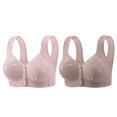 thumbnail image 1 of Latrodar Front Closure Bras for Women Plus Size Bras for Women 2PCS Supportive Brassiere Wirefree Plunging Stretch Full Coverage Bralettes with Wide Straps Solid Embroidered Underwear for Ladies Dance, 1 of 2