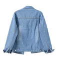 thumbnail image 4 of PEZHADA Denim Jacket for Women Long Sleeve Jean Jacket Button Up Frayed Hem Shacket with Pockets Light Blue, 4 of 4