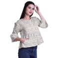 thumbnail image 3 of Moomaya T-Shirt à Col Rond pour Femmes à Manches Évasées, Haut Court en Coton Imprimé, Haut Décontracté, 3 of 4