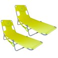 thumbnail image 1 of Ostrich Chaise Lounge Foldable Sunbathing Beach Chair, Neon Green (2 Pack), 1 of 7