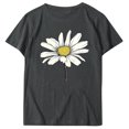thumbnail image 4 of KIHOUT Nouveau Haut de Mode d'Été pour Femmes 2025, T-Shirt à Manches Courtes à Col Rond Décontracté à Imprimé Floral Gris Foncé L, 4 of 5