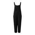 thumbnail image 3 of TrendOFT Combinaison une Pièce Femme Décontractée Été Ample Sans Manches Bretelles Spaghetti Ajustables Extensible Pantalon Jambe Grand avec Poche Combinaisons une Pièce Salopettes Noir TG, 3 of 4