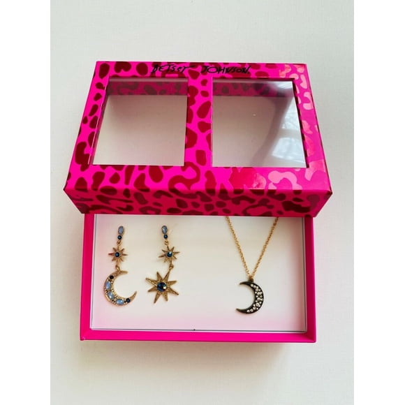 Betsey Johnson Collier Lune et Étoiles Célestes avec Boucles d'Oreilles