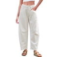 thumbnail image 2 of Bmisegm Women's Fashion Wide Leg Mid Rise Cropped Barrel Jeans, White, L, 2 of 8