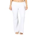 thumbnail image 3 of CHUANK Womens & Plus Stretch Cotton Fold-Over High Waist Bootcut Workout Flared Yoga Pants, 3 of 4