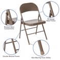thumbnail image 2 of HERCULES Series Double Braced Beige Metal Folding Chair, 2 of 9