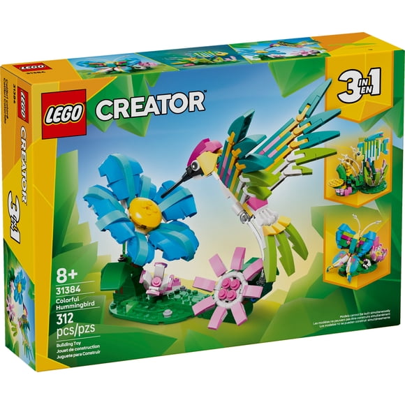 LEGO Creator 3 in1 Wild Animals: Colorful Hummingbird Building Toy for Girls, Boys, & Kids, Ages 8+ - Build a Bird, Butterfly, or Tropical Fish - Gift Idea for Birthdays - 31384
